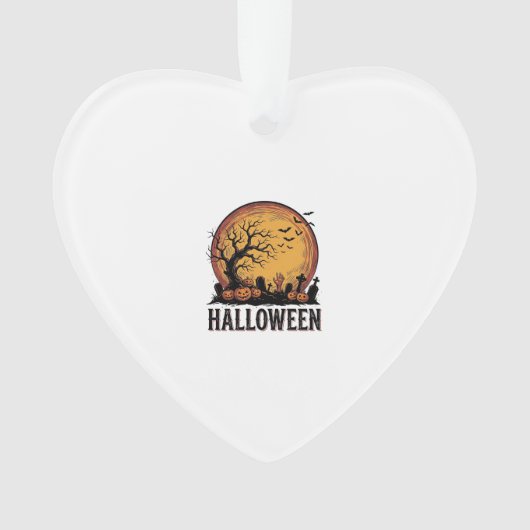 Oude Halloween Kerkhof Vleermuis Maan Kunst_1 Ornament (voorkant)