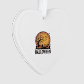 Oude Halloween Kerkhof Vleermuis Maan Kunst_1 Ornament (voorkant)