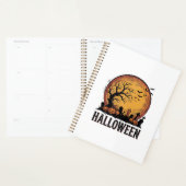 Oude Halloween Kerkhof Vleermuis Maan Kunst_1 Planner (Display)