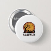 Oude Halloween Kerkhof Vleermuis Maan Kunst_1 Ronde Button 5,7 Cm (Voorkant /achterkant)