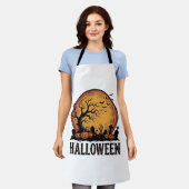 Oude Halloween Kerkhof Vleermuis Maan Kunst_1 Schort (Gedragen)