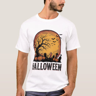 Oude Halloween Kerkhof Vleermuis Maan Kunst_1 T-shirt