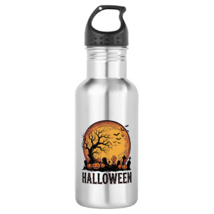 Oude Halloween Kerkhof Vleermuis Maan Kunst_1 Waterfles