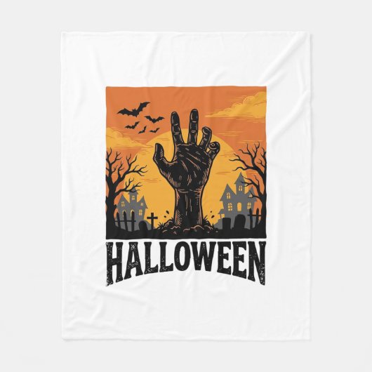 Oude Halloween Kerkhof Zombie Hand Shirt Ontwerp Fleece Deken (Voorkant)