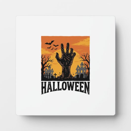 Oude Halloween Kerkhof Zombie Hand Shirt Ontwerp Fotoplaat (Voorkant)