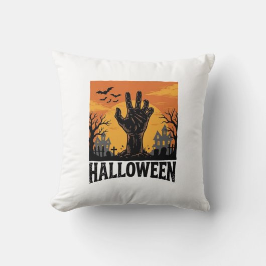 Oude Halloween Kerkhof Zombie Hand Shirt Ontwerp Kussen (Voorkant)