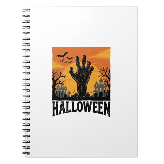 Oude Halloween Kerkhof Zombie Hand Shirt Ontwerp Notitieboek (Voorkant)