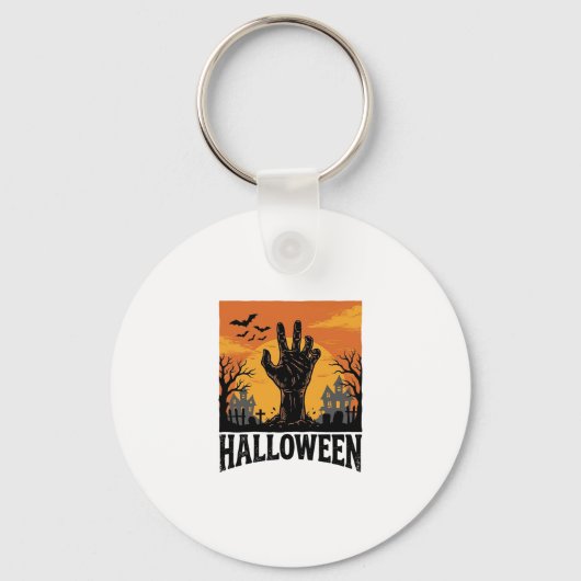 Oude Halloween Kerkhof Zombie Hand Shirt Ontwerp Sleutelhanger (Voorkant)