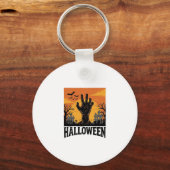 Oude Halloween Kerkhof Zombie Hand Shirt Ontwerp Sleutelhanger (Voorkant)