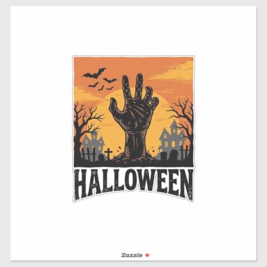 Oude Halloween Kerkhof Zombie Hand Shirt Ontwerp Sticker (Vel)