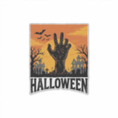 Oude Halloween Kerkhof Zombie Hand Shirt Ontwerp Sticker (Voorkant)