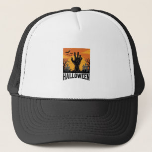 Oude Halloween Kerkhof Zombie Hand Shirt Ontwerp Trucker Pet