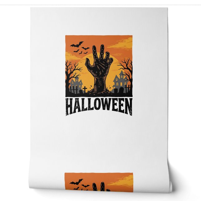 Oude Halloween Kerkhof Zombie Hand T-shirt Ontwerp Behang (Afrollen)
