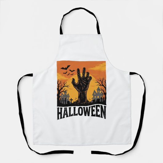 Oude Halloween Kerkhof Zombie Hand T-shirt Ontwerp Schort (Voorkant)