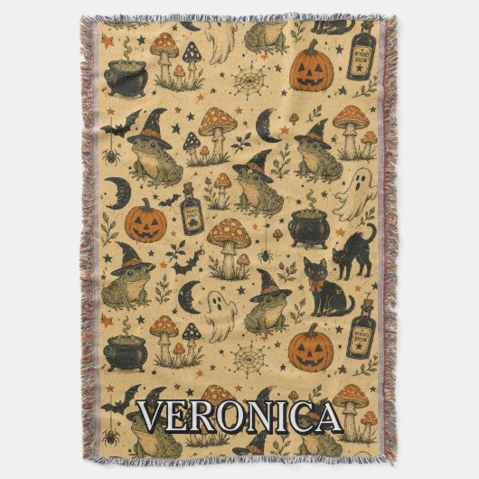 Oude Halloween kikker all-over print naam  Deken (Voorkant Verticaal)