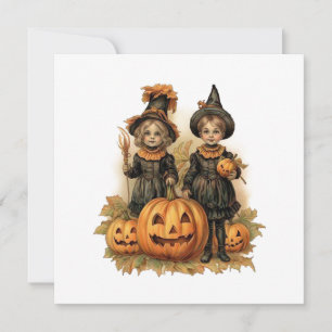Oude Halloween Kinderen Feestdagenkaart