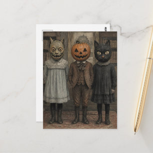 Oude Halloween-kinderen in verkleedkostuums Briefkaart