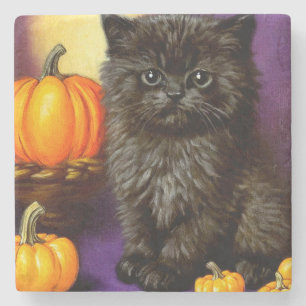 Oude Halloween Kitten Stenen Onderzetter