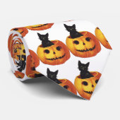 Oude Halloween, Knuffelige Zwarte Kat in een Pompo Stropdas (Opgerold)