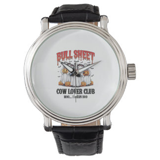 Oude Halloween-koeienvel Horloge