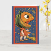 Oude Halloween, Kostuum met Reuzenpompoenhoofd Kaart (Gele Bloem)