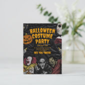 Oude Halloween Kostuumfeest, Bewerkbare Halloween Briefkaart (Staand voorkant)