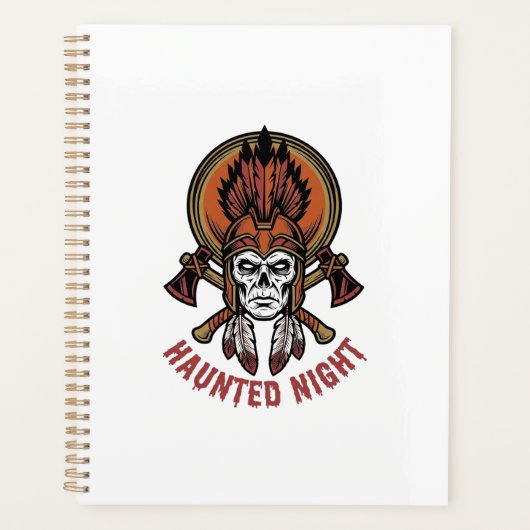 Oude Halloween Krijger Gravure Grafisch voor Wit T Planner (Voorkant)