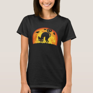 Oude Halloween Lieve Enge Zwarte Kat 's Nachts Ho T-shirt
