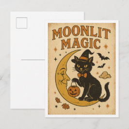 Oude Halloween maanlicht magie Briefkaart