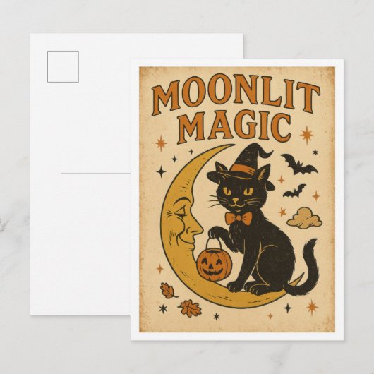 Oude Halloween maanlicht magie Briefkaart (Voorkant / Achterkant)