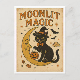 Oude Halloween maanlicht magie Briefkaart