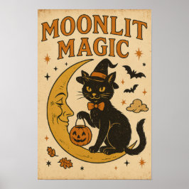 Oude Halloween maanlicht magie Poster