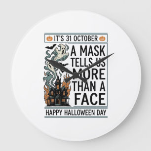 Oude Halloween-masker citaat Vectorontwerp_1 Grote Klok