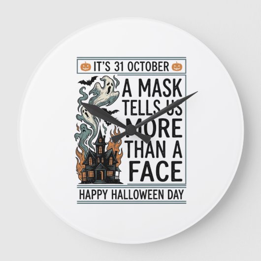 Oude Halloween-masker citaat Vectorontwerp_1 Grote Klok (Voorkant)