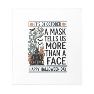 Oude Halloween-masker citaat vectorontwerp_1 Notitieblok