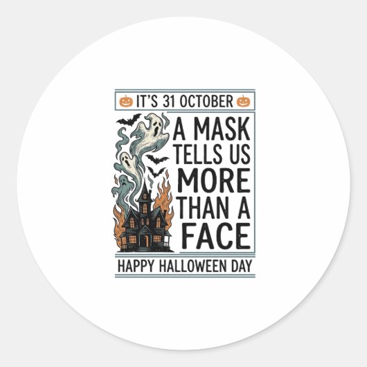 Oude Halloween-masker Citaat Vectorontwerp_1 Ronde Sticker (Voorkant)
