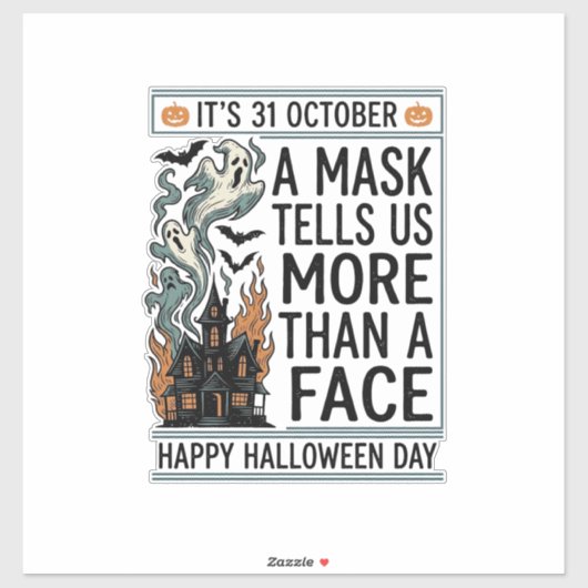 Oude Halloween-masker citaat vectorontwerp_1 Sticker (Vel)