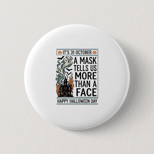 Oude Halloween-maskerquote vectordesign_1 Ronde Button 5,7 Cm (Voorkant)