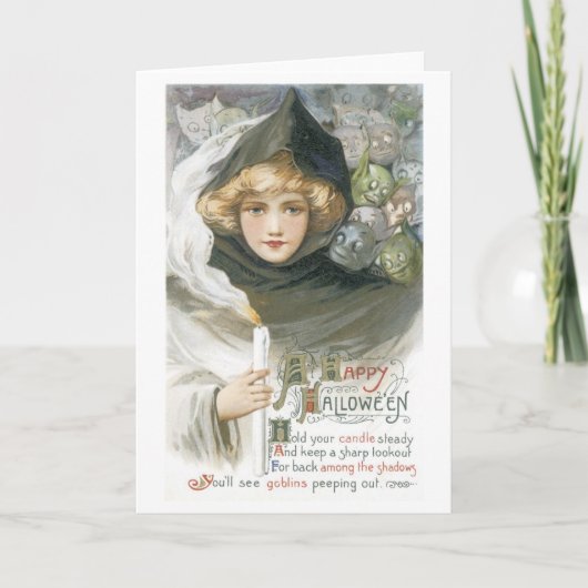 Oude Halloween, meisjes ontmoeten Goblins Kaart (Voorkant)