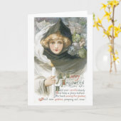 Oude Halloween, meisjes ontmoeten Goblins Kaart (Gele Bloem)