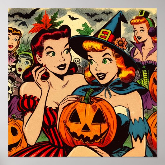 Oude Halloween Meisjes Strips Poster (Voorkant)