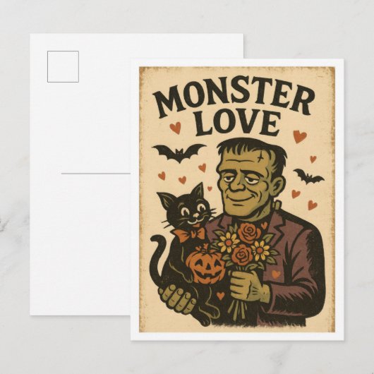 Oude Halloween-monterliefde Briefkaart (Voorkant / Achterkant)