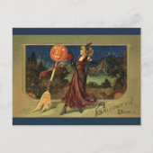 Oude Halloween, Mooie Dansende Heks Briefkaart (Voorkant)