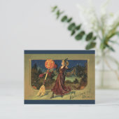 Oude Halloween, Mooie Dansende Heks Briefkaart (Staand voorkant)