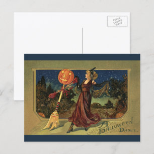 Oude Halloween, Mooie Dansende Heks Briefkaart