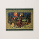 Oude Halloween, mooie dansende heks Legpuzzel (Horizontaal)
