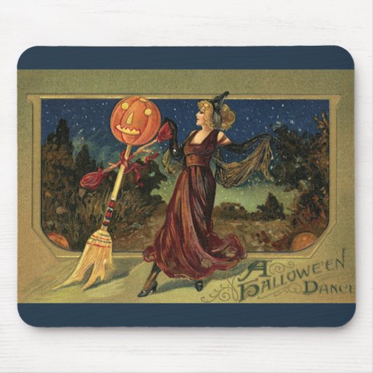 Oude Halloween, Mooie Dansende Heks Muismat (Voorkant)