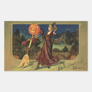 Oude Halloween, mooie dansende heks Rechthoekige Sticker