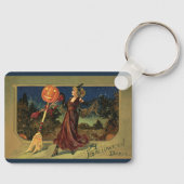 Oude Halloween, Mooie Dansende Heks Sleutelhanger (Voorkant)