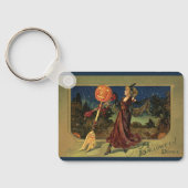 Oude Halloween, Mooie Dansende Heks Sleutelhanger (Achterkant)